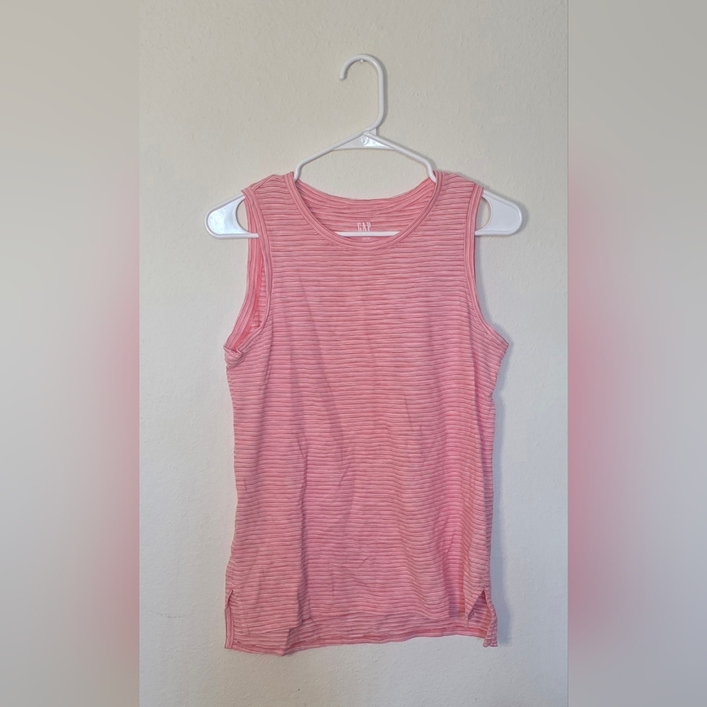 Gap Pink Striped Sleeveless Easy Tee Tank Cotton Summer Casual Top XS
